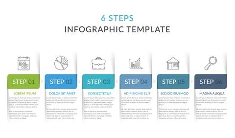 Infographic Template with 6 Steps Stock Illustration