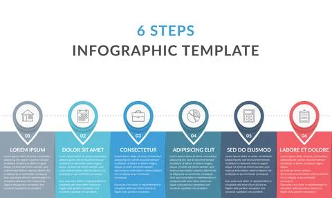 Infographic Template with 6 Steps 스톡 일러스트