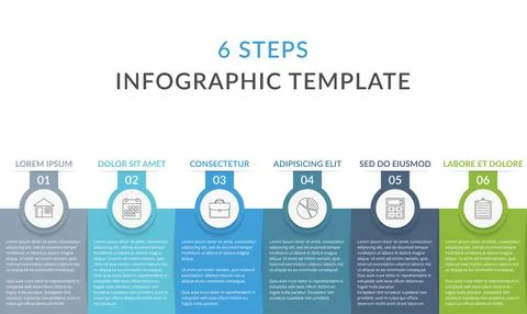 Infographic Template with 6 Steps Stock Illustration