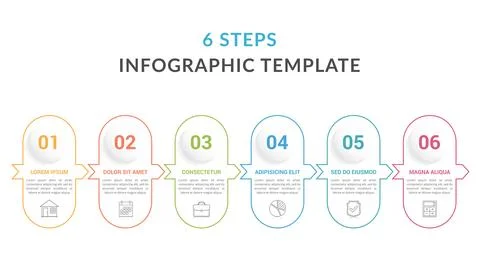 Infographic Template with 6 Steps Illustrazione stock