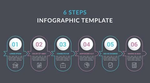 Infographic Template with 6 Steps Stock Illustration