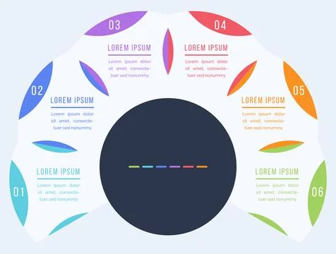 Infographic template 6 steps, objects, elements or options infographic business Stock Illustration