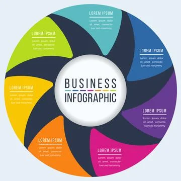Infographic template 7 options, objects, elements or steps business information Ilustración de archivo
