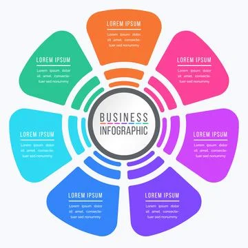 Infographic template 7 options or steps Ilustração Stock