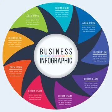 Infographic template 9 options, objects, elements or steps business information Ilustración de archivo