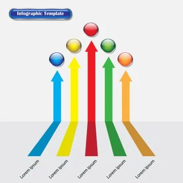 Infographic Template - Arrows Point To Buttons Stock Illustration