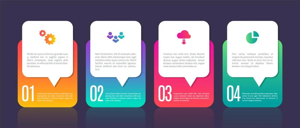 Infographic template chart elements. 4 steps business process. Web site Stock Illustration