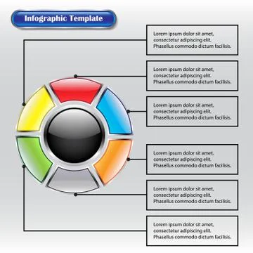 Infographic Template - Circle Inside Square Buttons With Text Stock Illustration