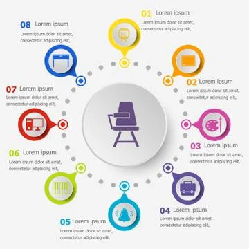 Infographic template with classroom icons Stock Illustration