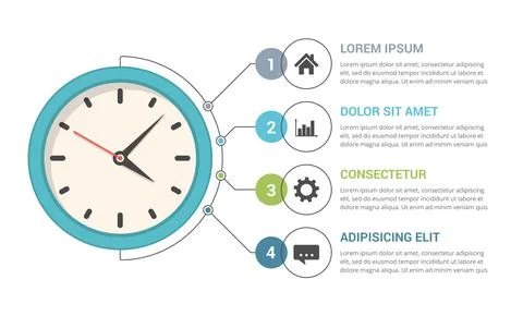Infographic Template with Clock Stock Illustration