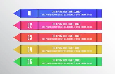 Infographic template of color lower third bar topic, step design elements Stock Illustration