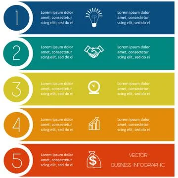 Infographic template from Colourful strips five positions Stock Illustration