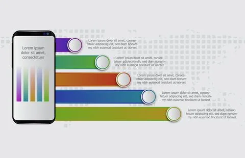 Infographic template of column graph topic with mobile tablet phone , prese.. 스톡 일러스트