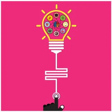 Infographic template creative light bulb and brain education and science conc Stock Illustration
