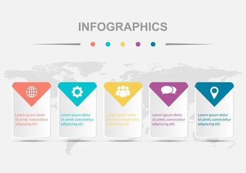 Infographic template design with rounded rectangle and ribbon Stock Illustration