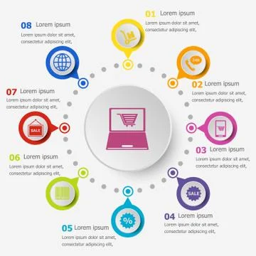 Infographic template with e-commerce icons Stock-Illustration