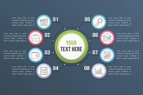 Infographic Template with Eight Steps Illustrazione stock