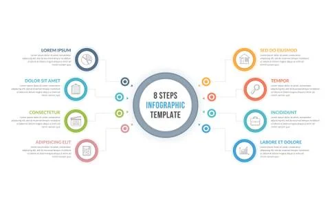 Infographic Template with Eight Steps Stock Illustration