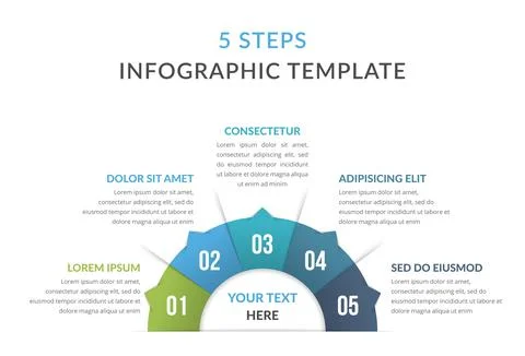 Infographic Template with Five Elements Stock Illustration