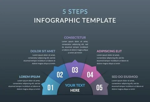 Infographic Template with Five Elements イラスト素材