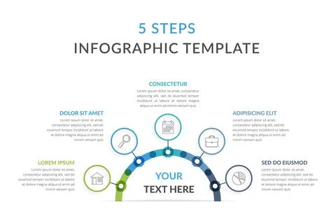 Infographic Template with Five Elements 库存插图