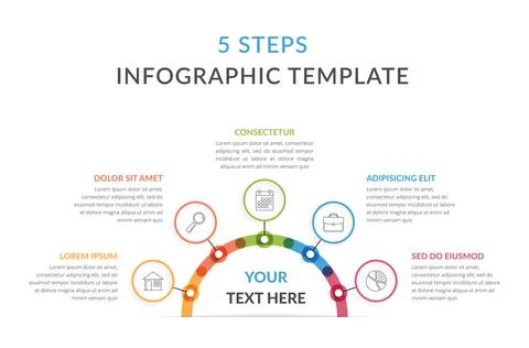 Infographic Template with Five Elements 库存插图