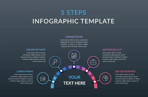 Infographic Template with Five Elements イラスト素材