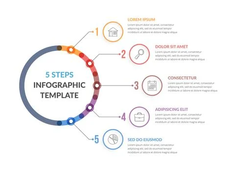 Infographic Template with Five Elements Stock Illustration
