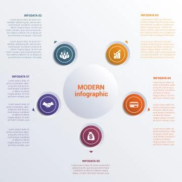 Infographic template five option circles  banner Stock Illustration