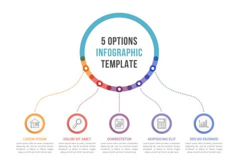 Infographic Template with Five Options Stock Illustration