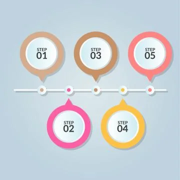 Infographic template of five step or workflow diagram Stock Illustration