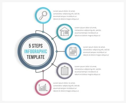 Infographic Template with Five Steps Stock Illustration
