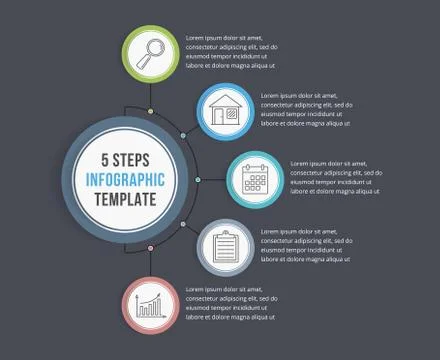 Infographic Template with Five Steps Stock Illustration