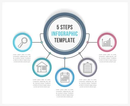 Infographic Template with Five Steps Stock Illustration