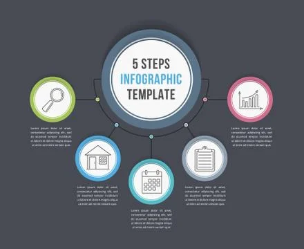 Infographic Template with Five Steps Stock Illustration