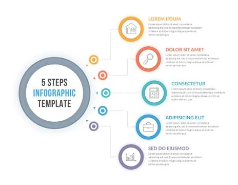 Infographic Template with Five Steps Stock Illustration