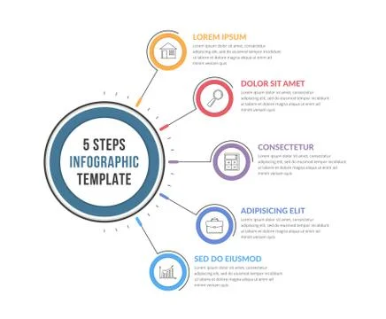 Infographic Template with Five Steps 스톡 일러스트