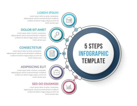 Infographic Template with Five Steps Illustrazione stock