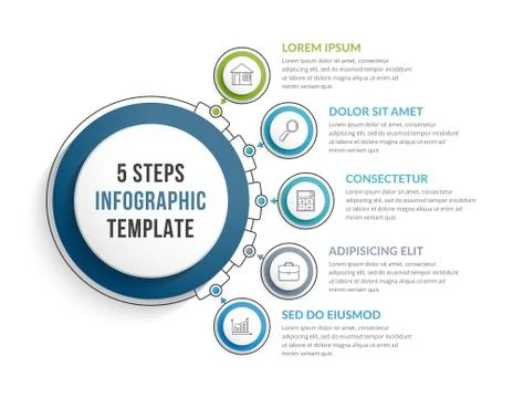 Infographic Template with Five Steps 스톡 일러스트