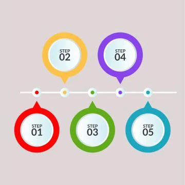 Infographic template of five steps or workflow diagram poster イラスト素材