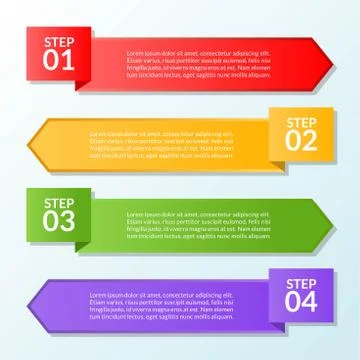Infographic template of flag four steps or workflow diagram Stock Illustration