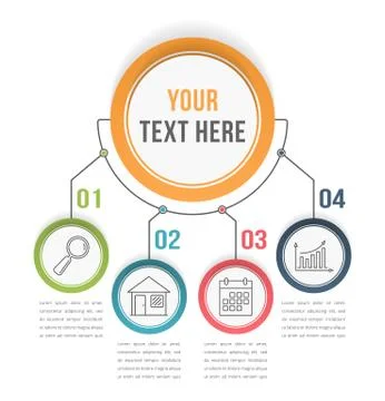 Infographic Template with Four Steps 스톡 일러스트