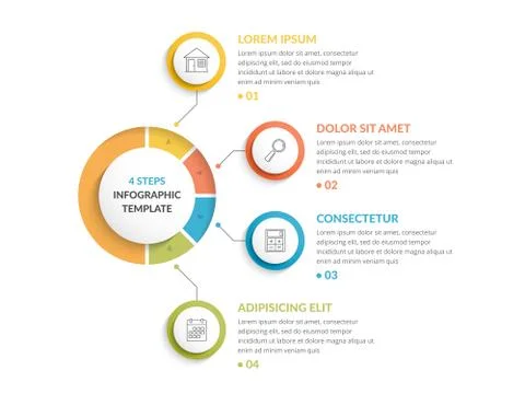 Infographic Template with Four Steps Stock Illustration
