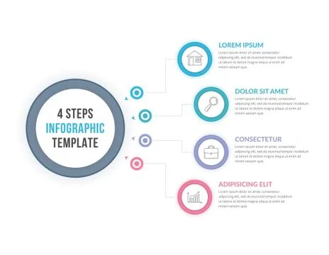 Infographic Template with Four Steps Illustrazione stock