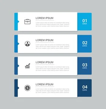 Infographic template with four steps vertical banner business presentation .. Иллюстрация
