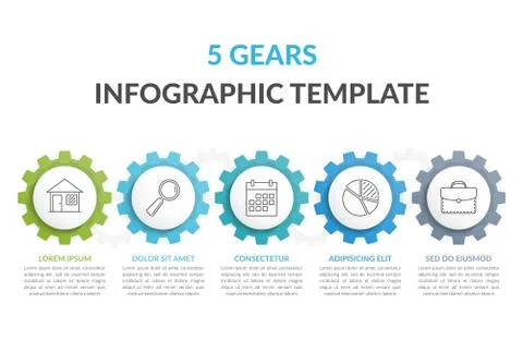 Infographic Template with Gears Stock Illustration