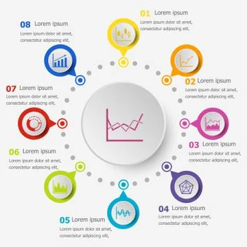 Infographic template with graph icons 스톡 일러스트