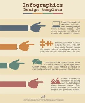 Infographic template with hands and text. Vector Stock Illustration