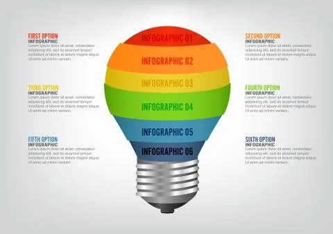 Infographic Template with Light bulbs. Vector infographic design template. Bu Stock Illustration