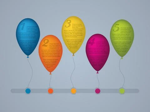Infographic template with numbered balloons Stock Illustration